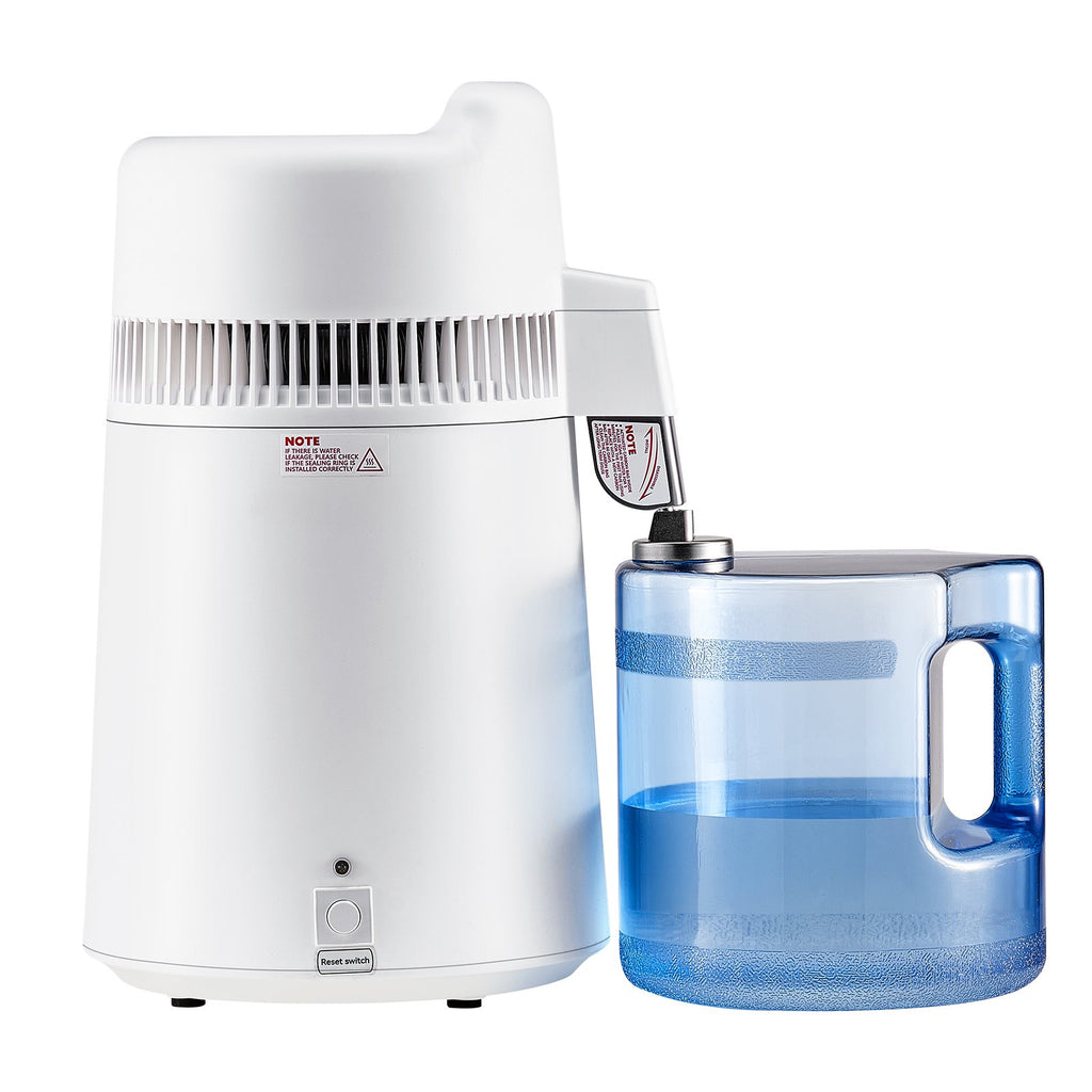 White humidifier with a blue water container on a white background