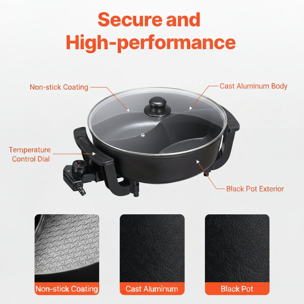 Vevor electric cooktop with features highlighted on a white background