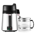 Electric tea maker with glass mug on a white background