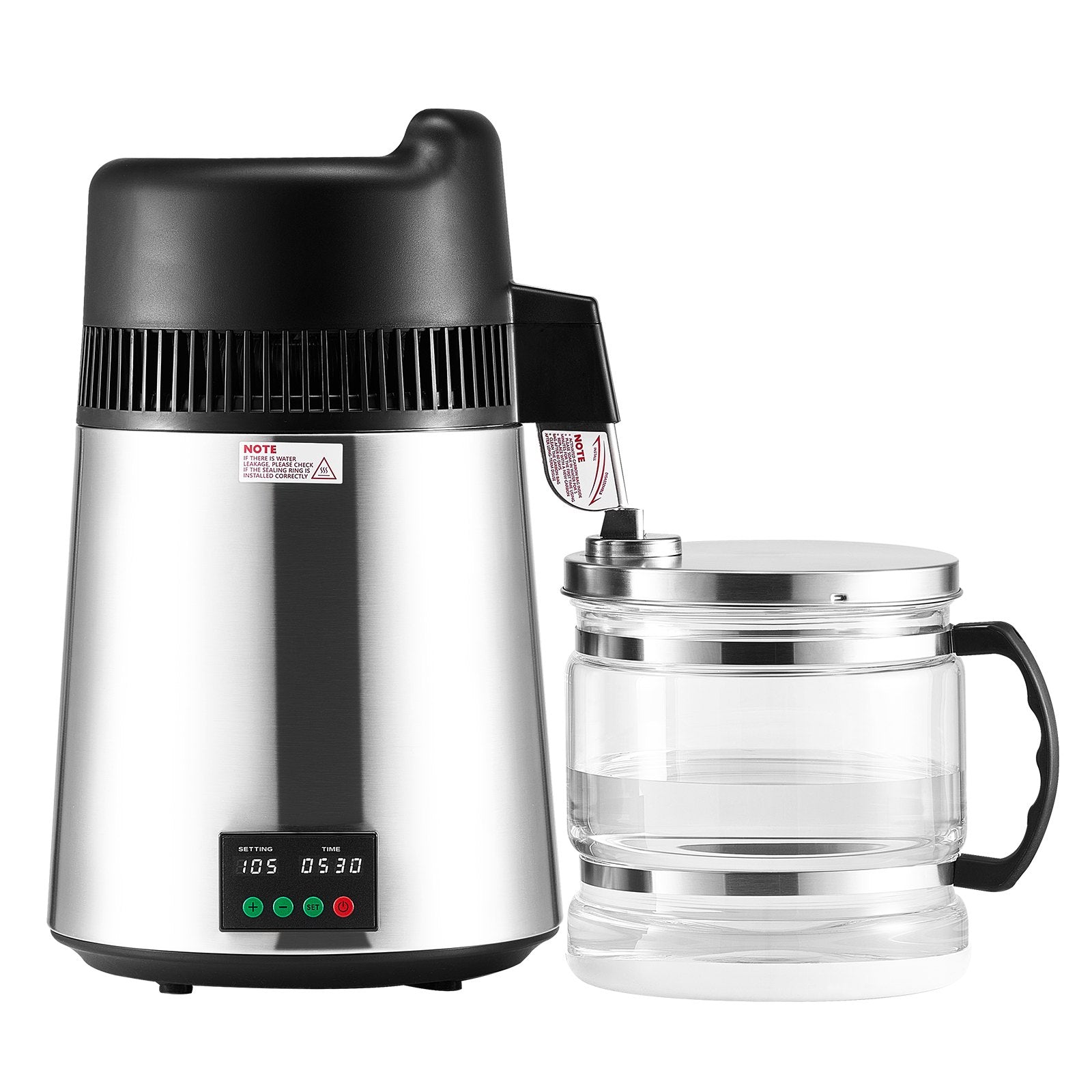 Electric tea maker with glass mug on a white background
